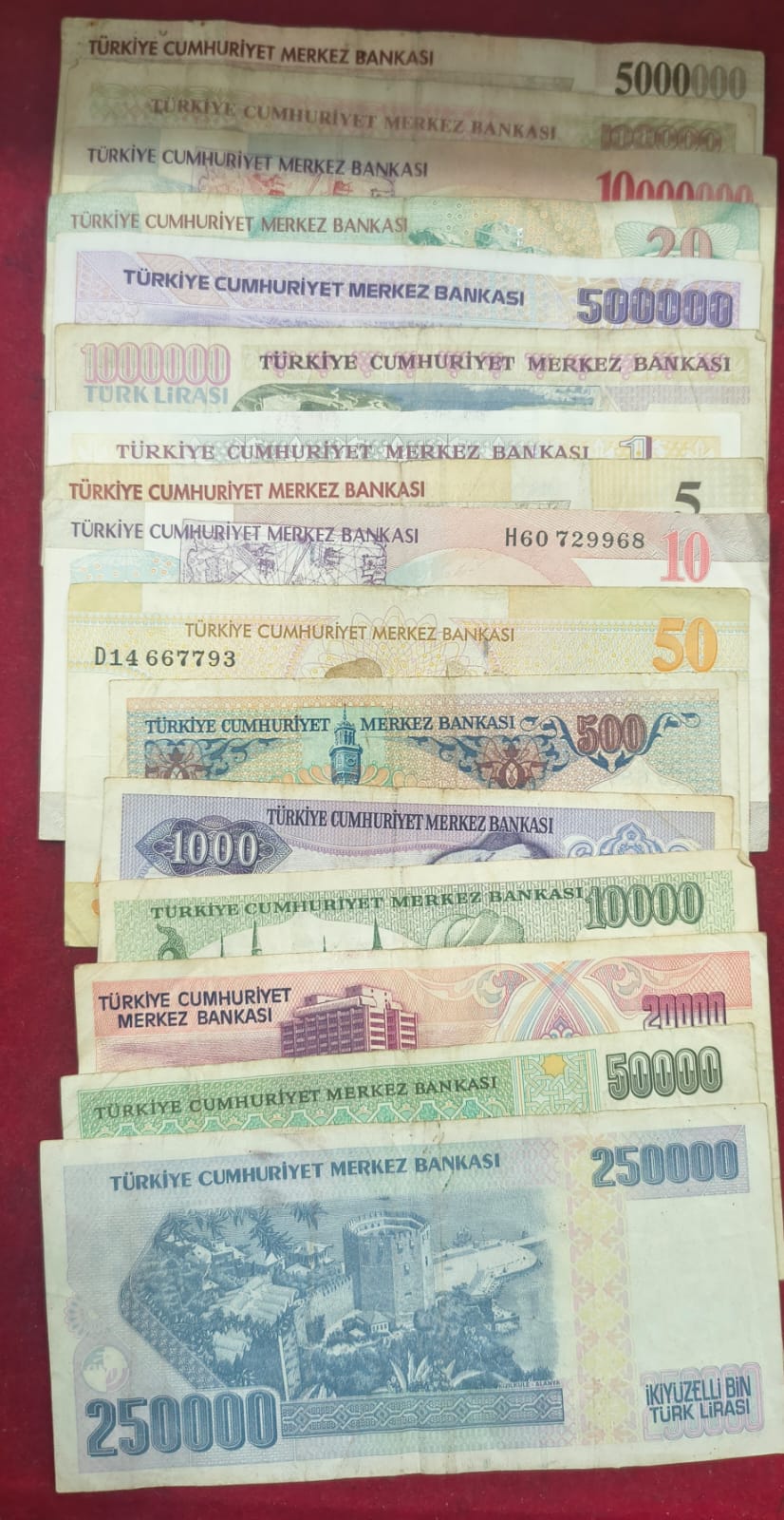 16 different Turkey all different denomination rare ( 16 note set)