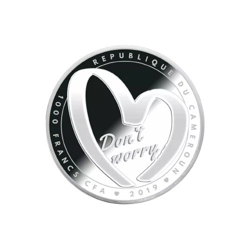 Be Happy 1 oz Proof Silver Coin 1000 Francs CFA Cameroon 2019 box pack proof set mintage only 999 set