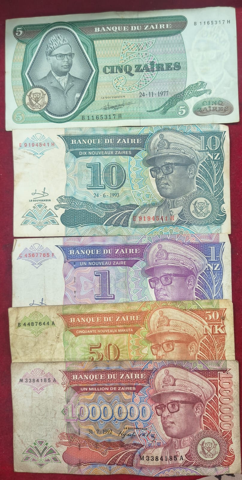 zaire 21 different all different denomination rare set