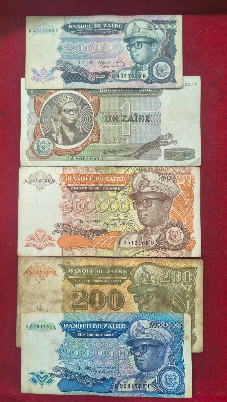 zaire 21 different all different denomination rare set