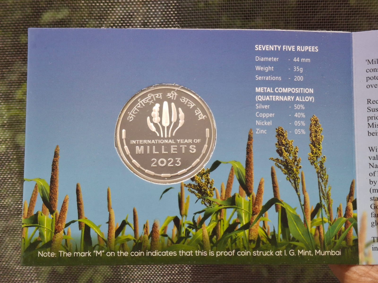 International Year of Millets 2023 (Proof Set) Mumbai Mint