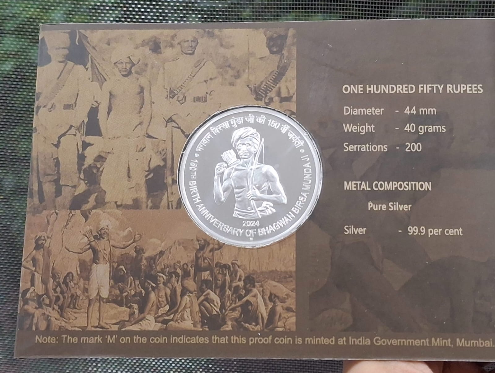 150TH Birth Anniversary of Bhagwan Birsa Munda JI 2024 Rare (Proof Set) Mumbai Mint