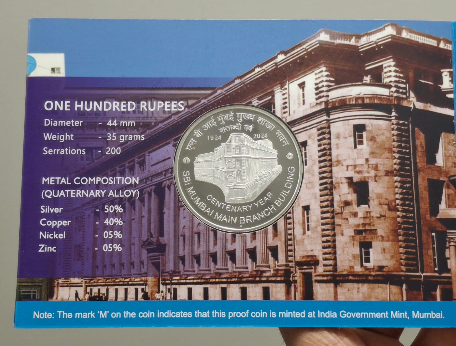 SBI Mumbai MAIN Branch Building 2024 Rare (Proof Set) Mumbai Mint