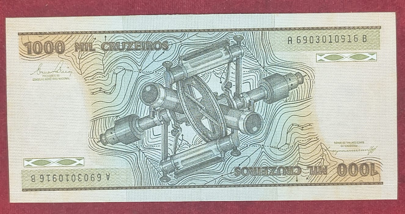 Brazil 1000 Cruzeiros 2nd Edition; 2nd Type rare note