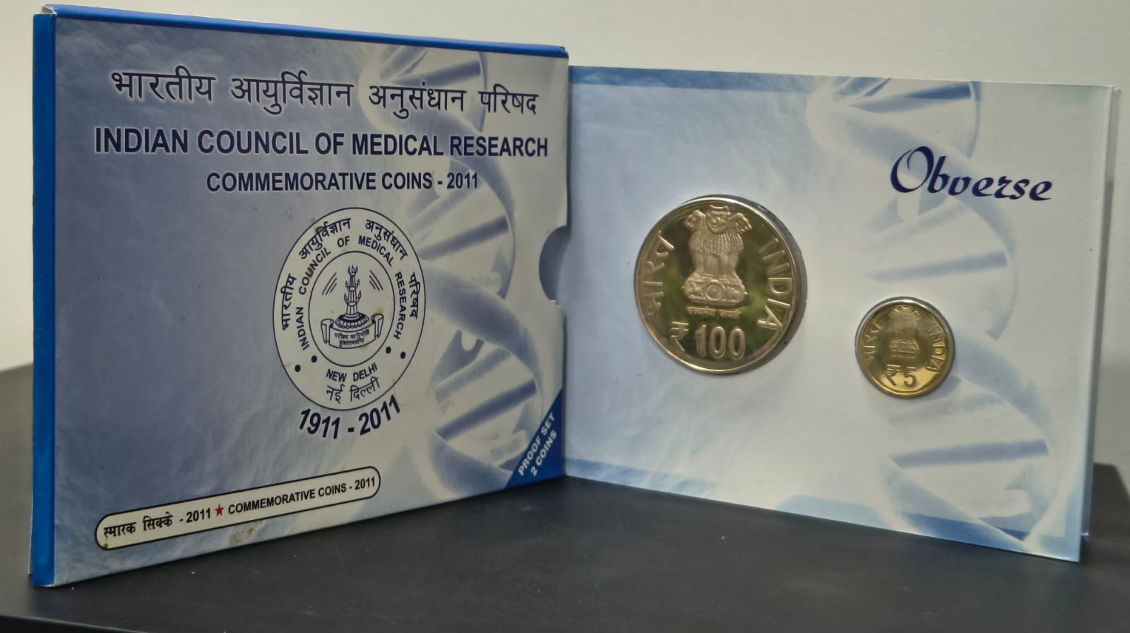India Council of Medical Research 2011 Mumbai Mint Rare 2 Coins ((Proof Set))