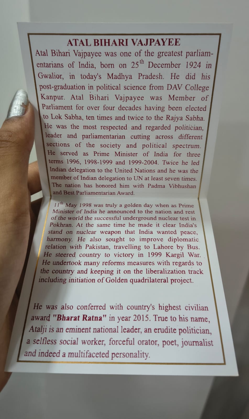 Rare 2019 Atal Bihari Vajpayee Mumbai Mint Rare 100 rs coin ((Proof Set))
