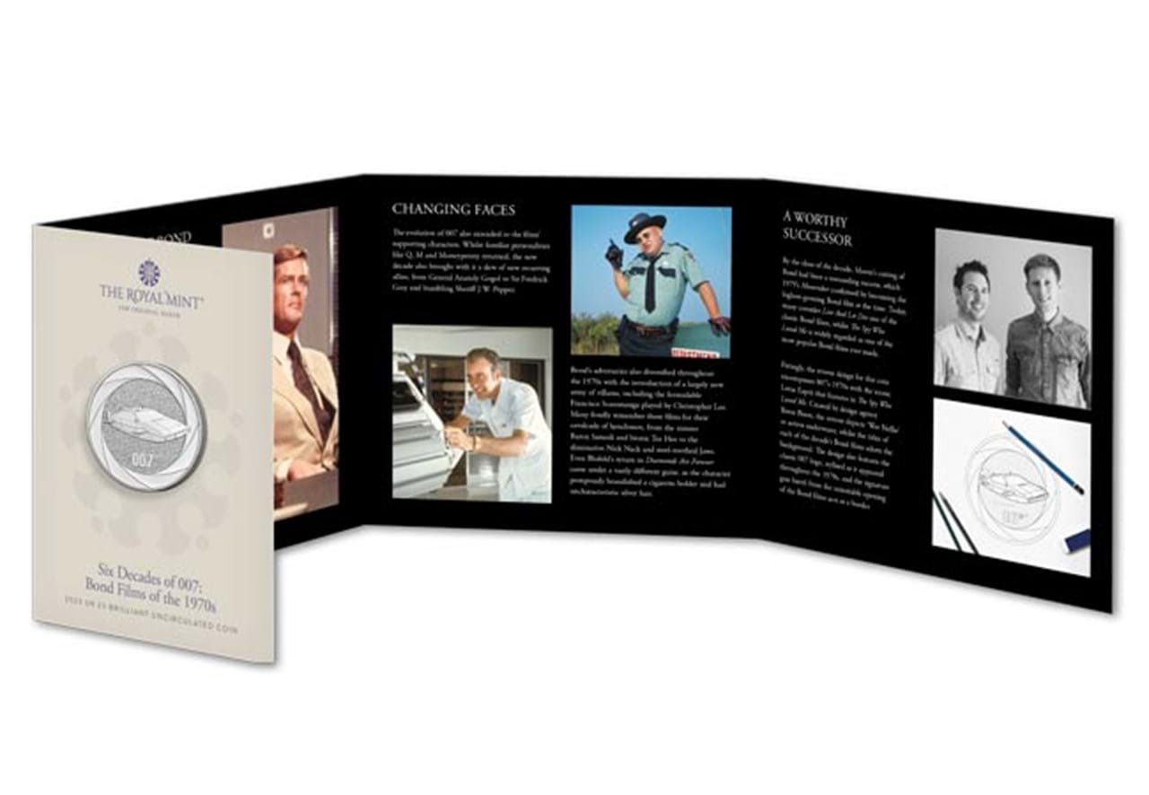 UK 2023 James Bond: Films of the 70s BU £5 Coin Royal mint ishu uncirculated set