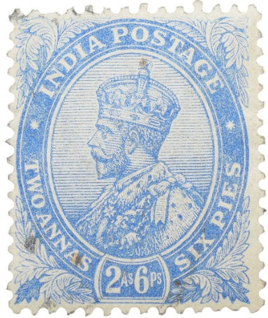 Postal Stamp of George V 2 Annas 6 Pies Blue Colour - Used Condition as per image.