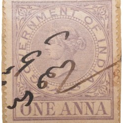 Postal Stamp of Queen Victoria 1 Anna Purple Colour - Used Condition as per Image.