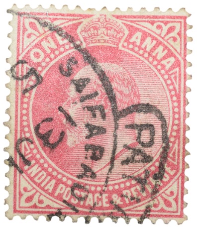 Postal Stamp of Edward VII 1 Anna Pink Clour - Used Condition as per image.