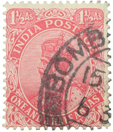 Postal Stamp of George V 1-1/2 Anna Pink Colour - Used Condition as per image.