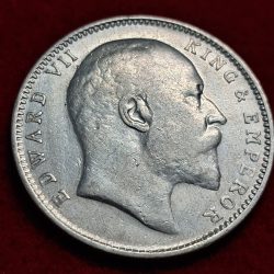 One Rupee 1907 Edward VII King and Emperor Coin SKU 01