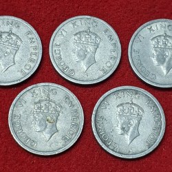 One Rupee 1947 George VI King Emperor Coin 5 Coin Set