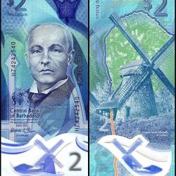 Barbados 2 Dollars World Banknote 2022 P80 UNC Polymer Unique and Rare