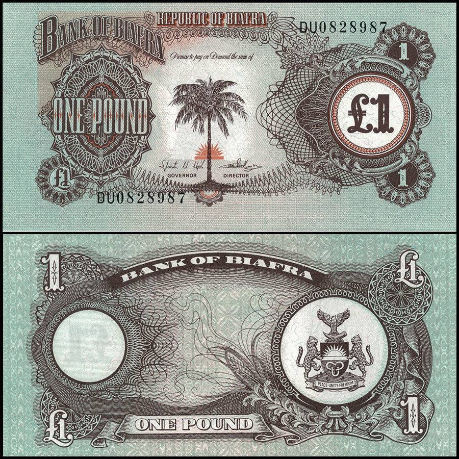 Biafra 1 Pound World Banknote 1969 ND P5a UNC Unique and Rare