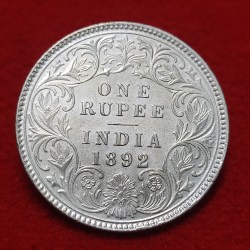 One Rupee Silver Coin Victoria Empress 1892 Calcutta Mint