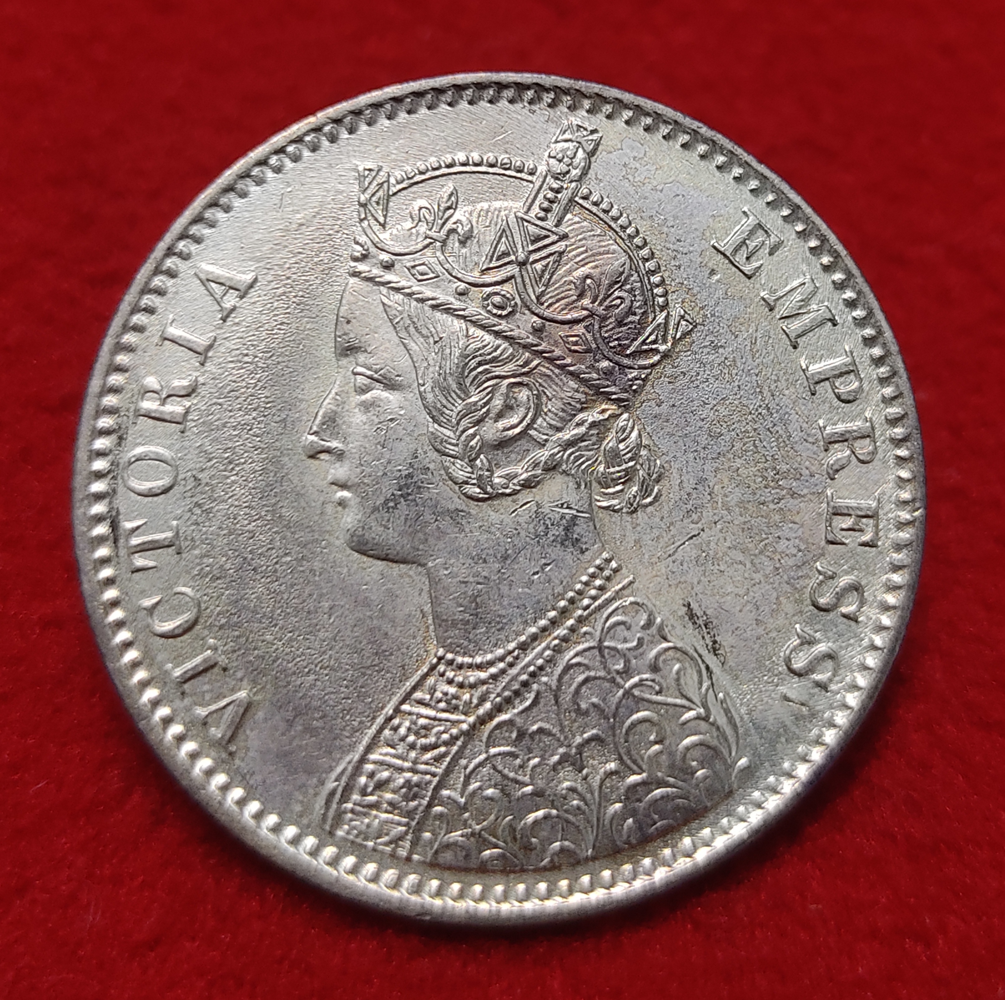 One Rupee Silver Coin Victoria Empress 1892 Calcutta Mint