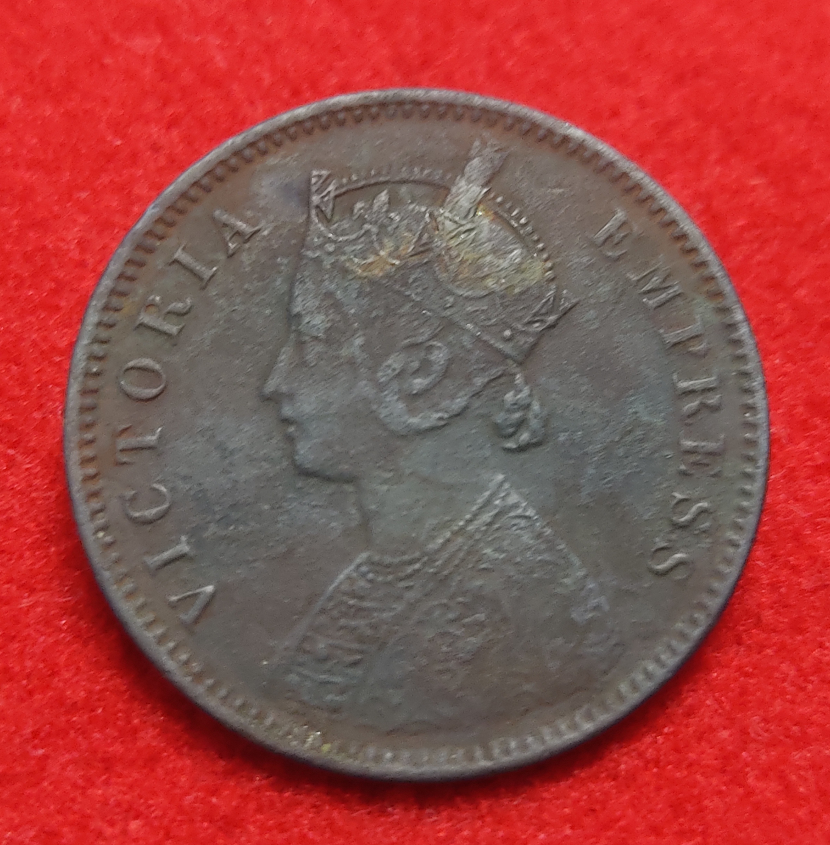 Rare One Quarter Anna Victoria Empress 1876 Calcutta Mint