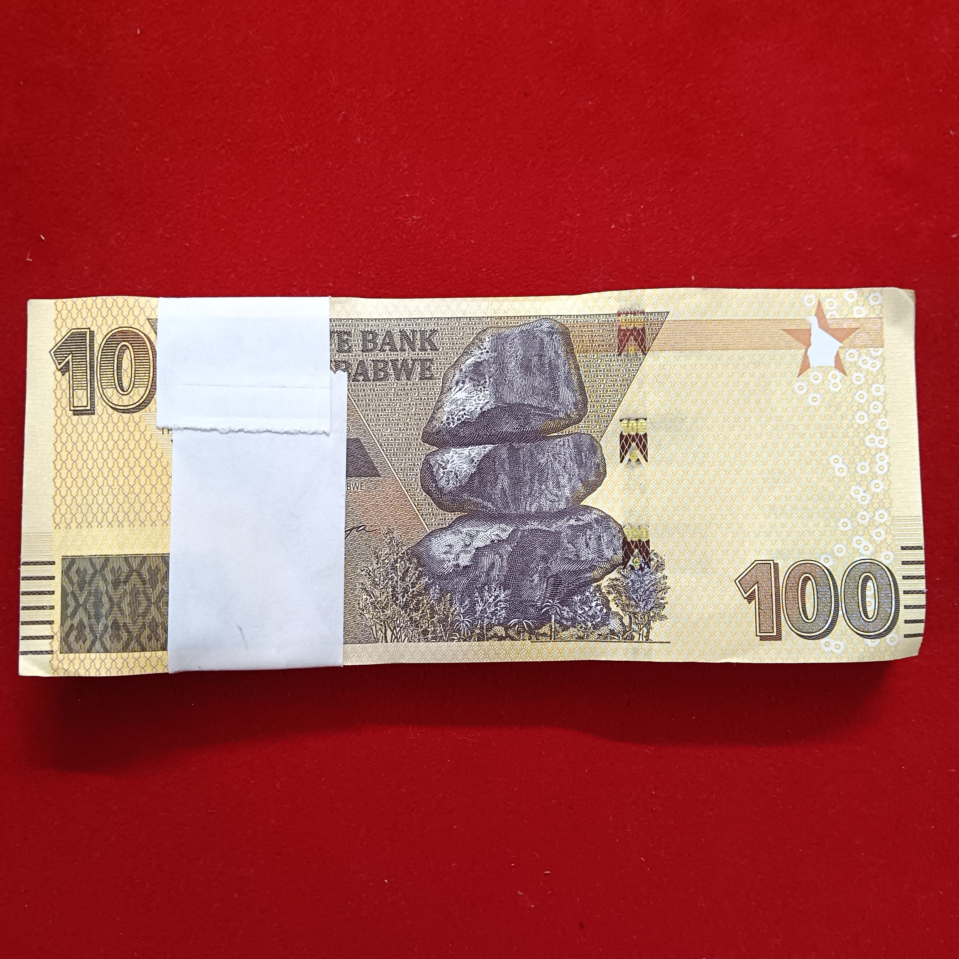 100 One Hundred Dollars Old Issue Serial Bundle Reserve Bank Of Zimbabwe Gem Bunc Condition