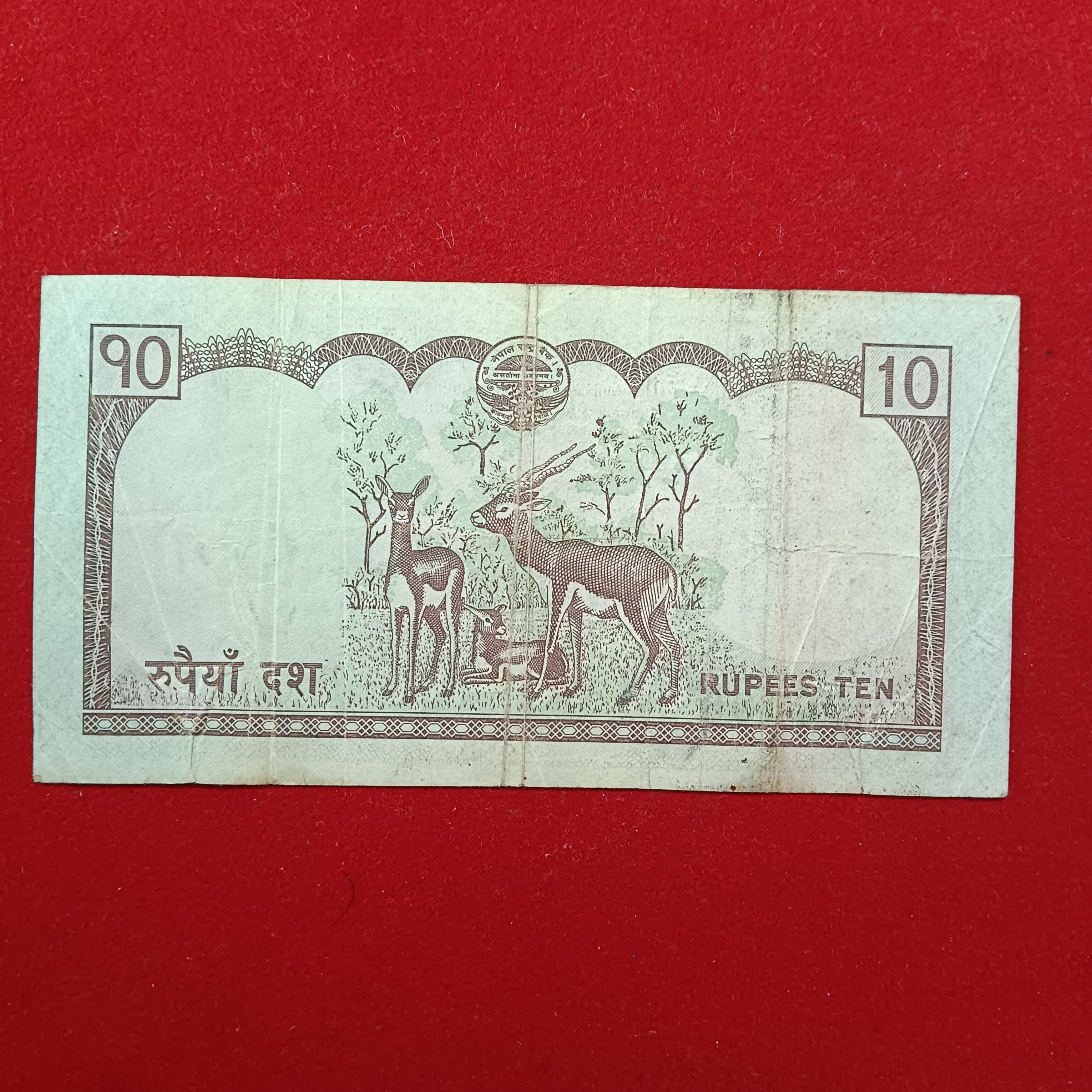 Ten Rs Nepal Rare Fancy Number 000100 XF Condition