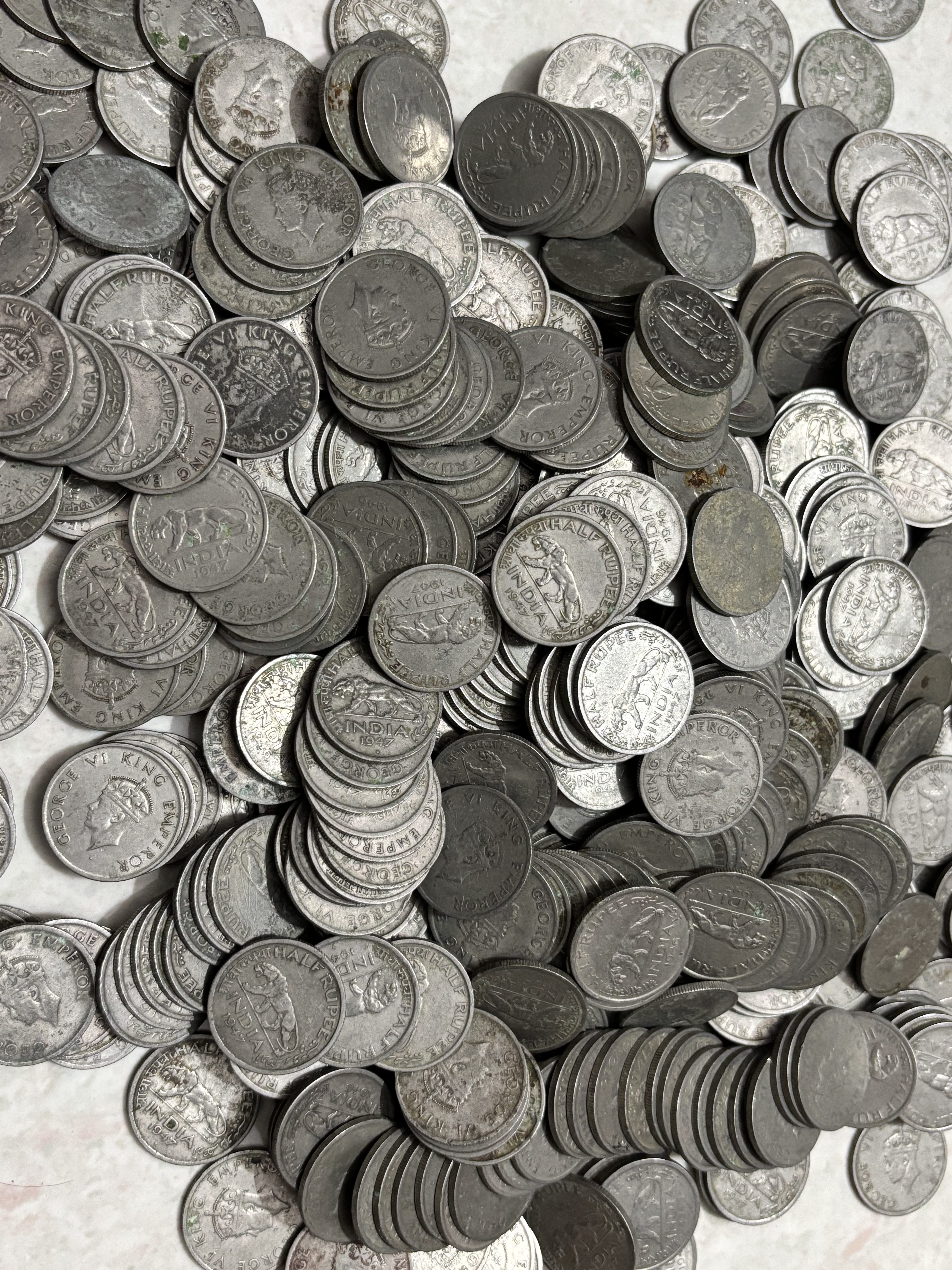 1947 Half Rupee rupee nickel 50 pcs Lot British India
