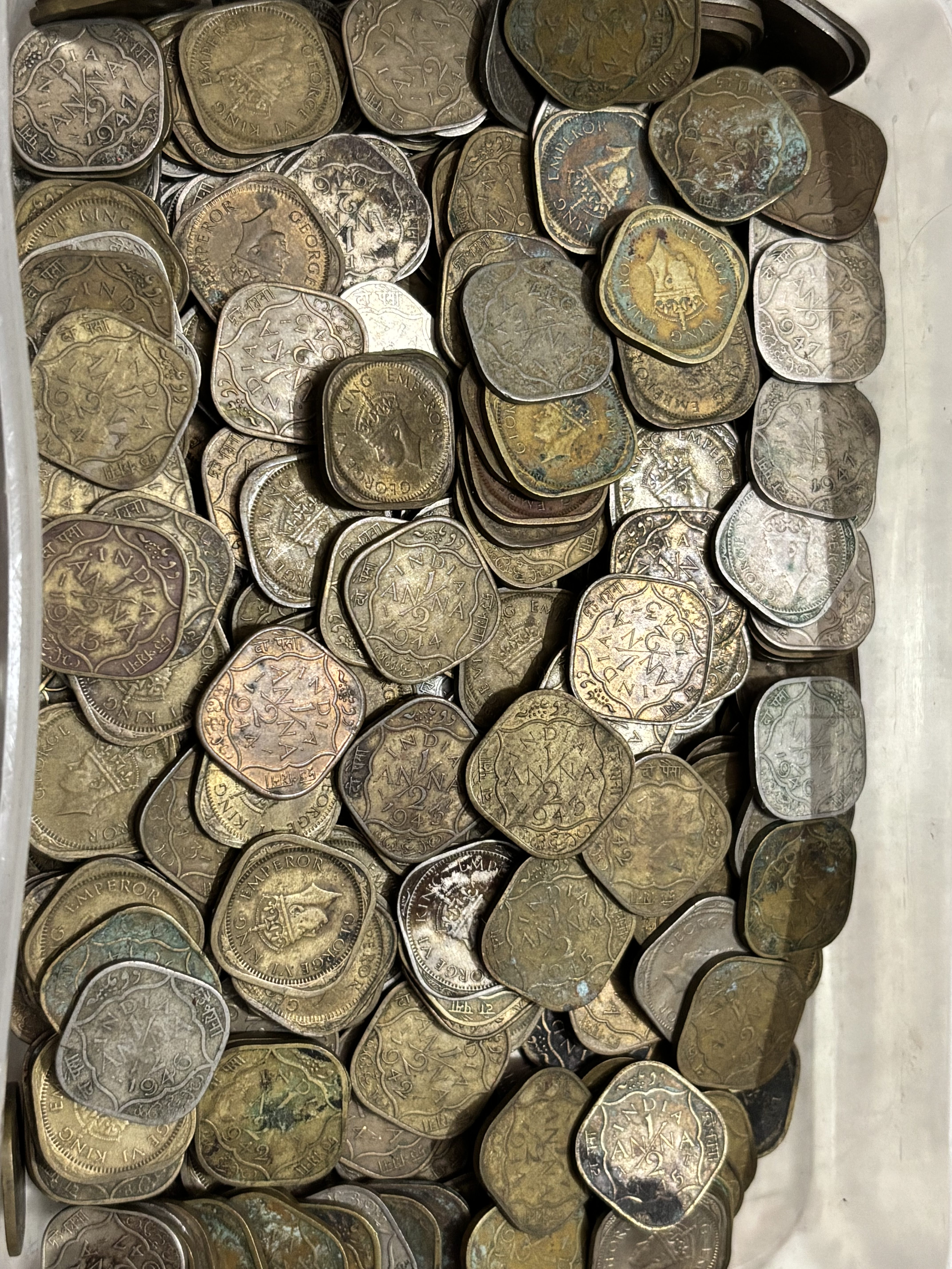 1/2 anna king george VI lot 50 pcs Mix years Lot