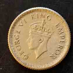 Silver British India King and emperor George vi Denominaton 1/4₹ Year 1942 Same and similar piece available