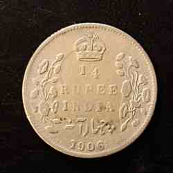 Silver British India King and emperor Edward VII Denominaton 1/4₹ Year 1906 Same and similar piece available