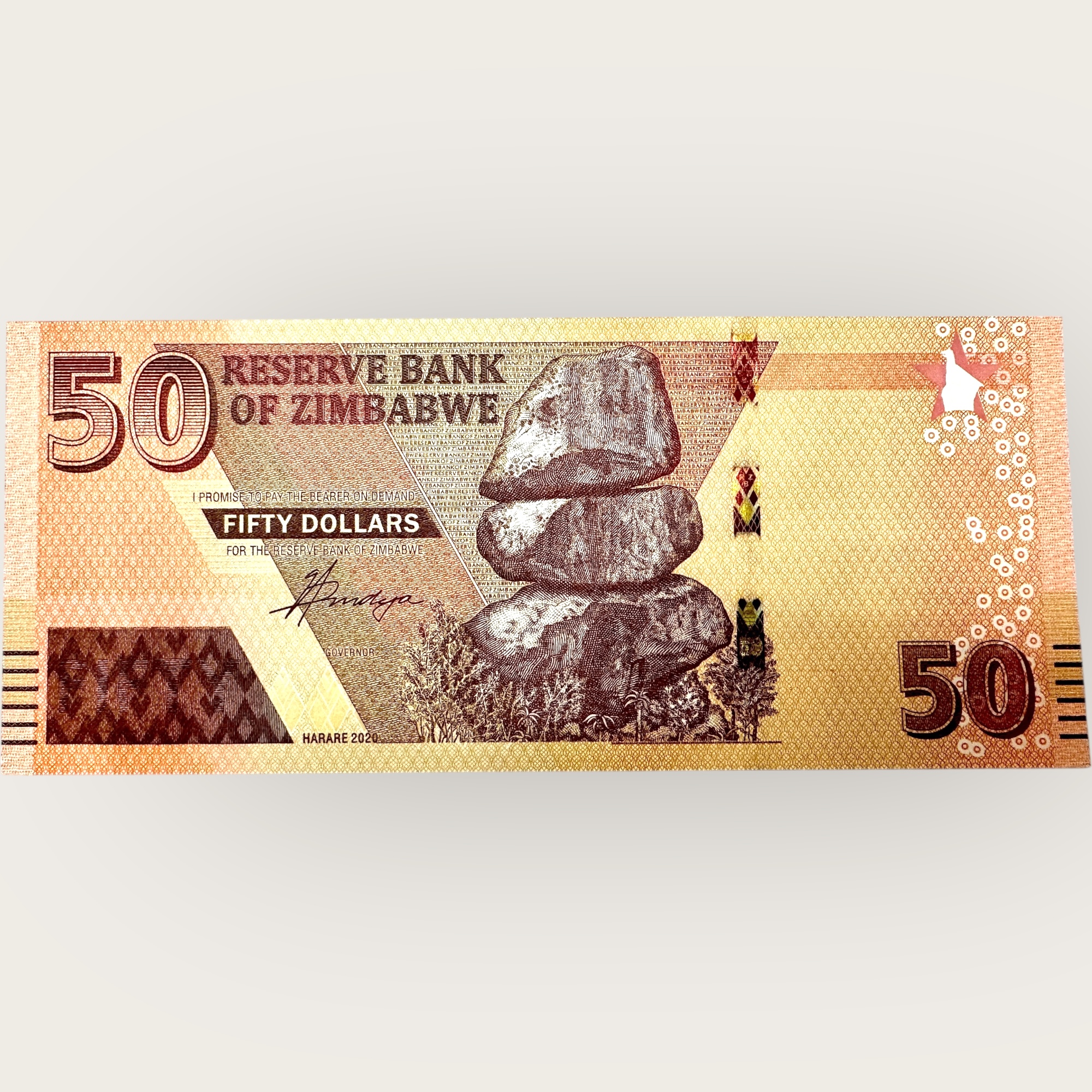 Zimbabwe 50 Dollars World Banknote Ending 786 Series Unique and Rare