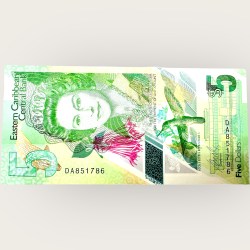 East Caribbean Issue 5 Dollars World Banknote Ending 786 Series Unique and Rare