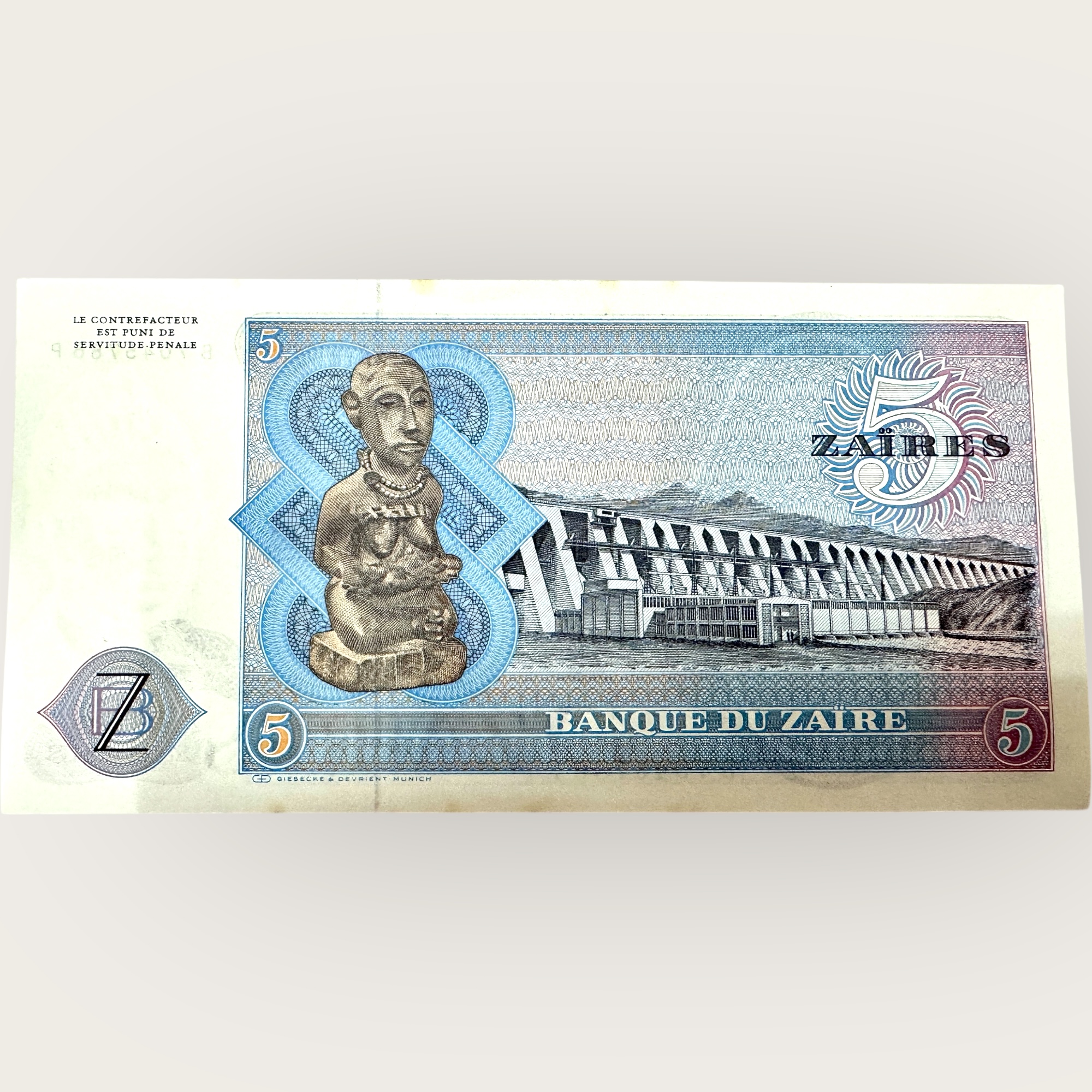 Zaire 5 Dollars 1979 Issue World Banknote Ending 786 Series Unique and Rare