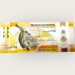 Philippines 500 Piso Banknote 2024 P240 UNC, Polymer World Banknote Ending 786 Series