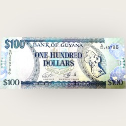 Guyana 100 Dollars Issue World Banknote Ending 786 Series Unique and Rare