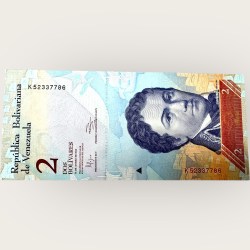 Venezuela 2 Bolivares World Banknote Ending 786 Series Unique and Rare