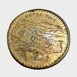 Nepal Ni/Brs One Rupee in High Collectable Grade.