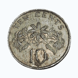 Singapore Cu/Ni Ten Cents Year 1989 in Collectable Grade.