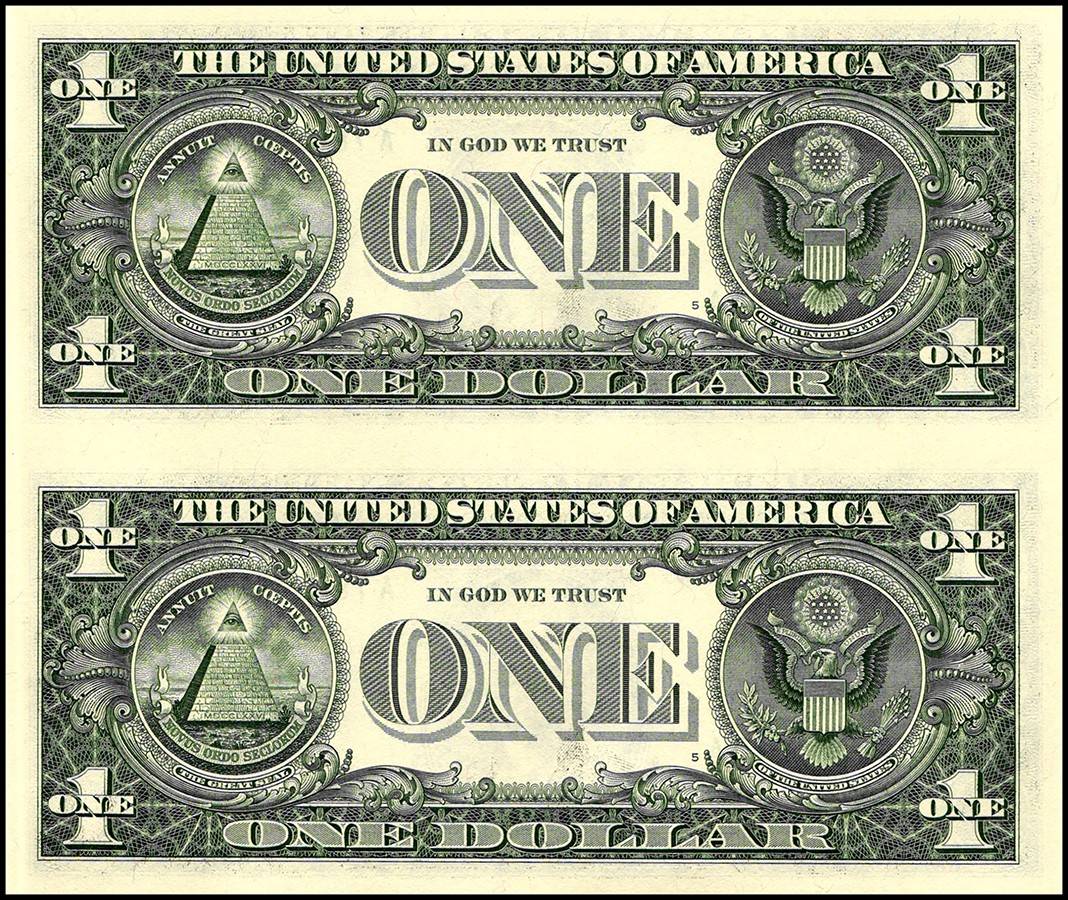 USA 1 Dollars Banknote 2017 Issue B Series Gem UNC 2 Notes Uncut Sheet Very Unique and Ultra Rare