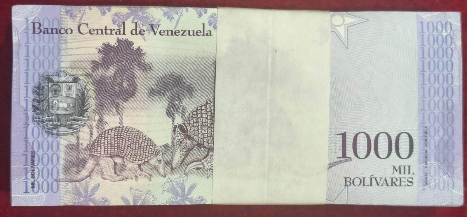 Venezuela 1000 Bolivars (100 Note) non seiral Unc Packet with 1 note ending 786 fancy number