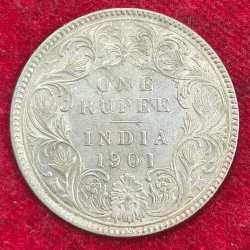 1 Rupees 1901 British-India Rare Silver Victoria High Graded Coin #1301