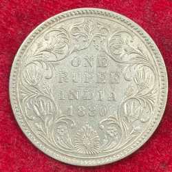 1 Rupees 1880 British-India Rare Silver Victoria High Graded Coin #1302