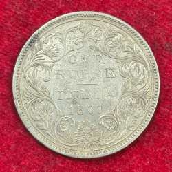 1 Rupees 1877 British-India Rare Silver Victoria High Graded Coin #1303