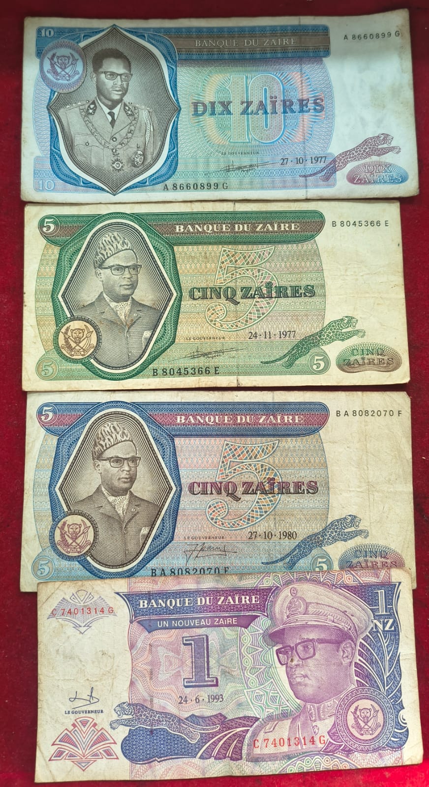 24 Different Zaire All Different Denomination Rare (24 Note Set )