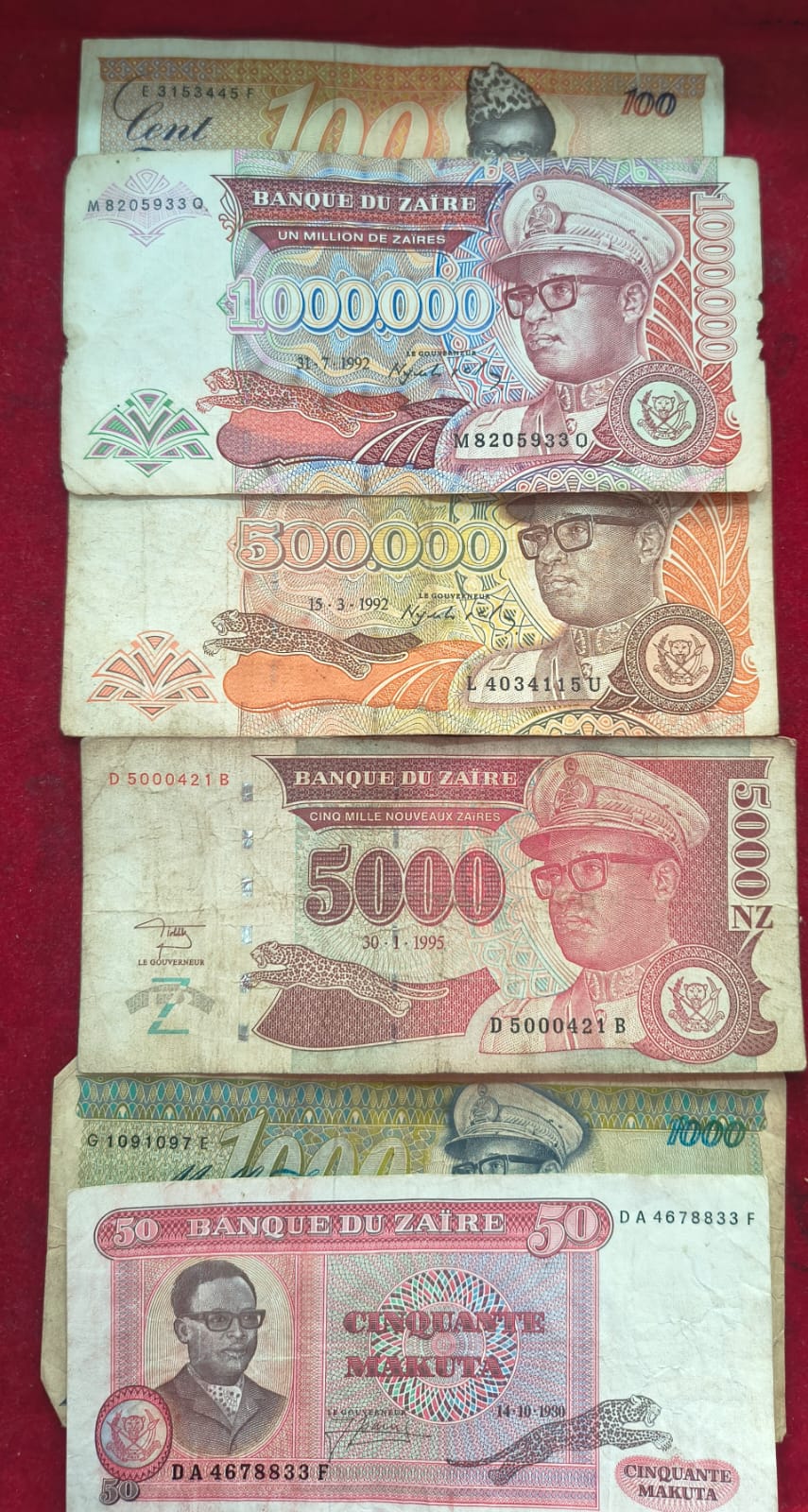 24 Different Zaire All Different Denomination Rare (24 Note Set )
