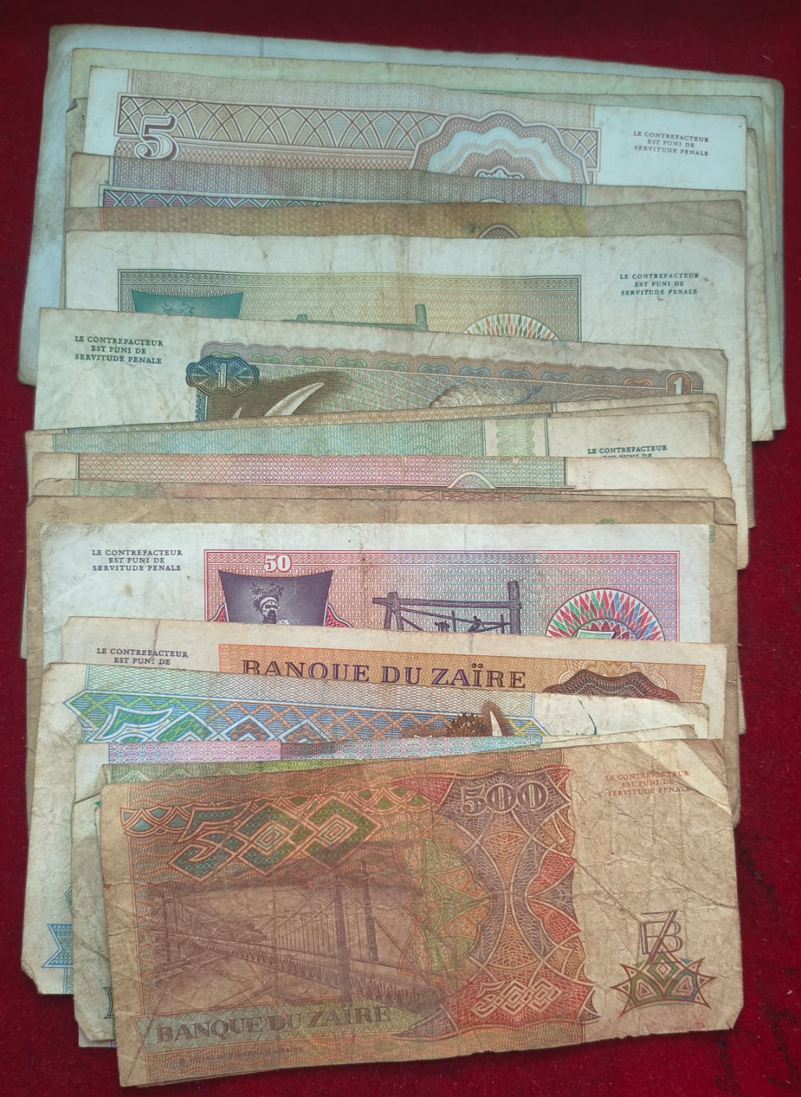 24 Different Zaire All Different Denomination Rare (24 Note Set )