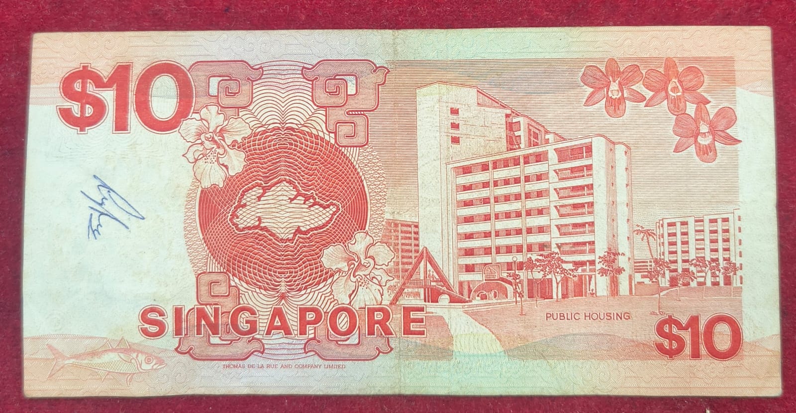 Singapore 10 Dollars Rare Note # B-2