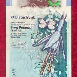 5 Pounds Ulster Bank Rare Note # B-2