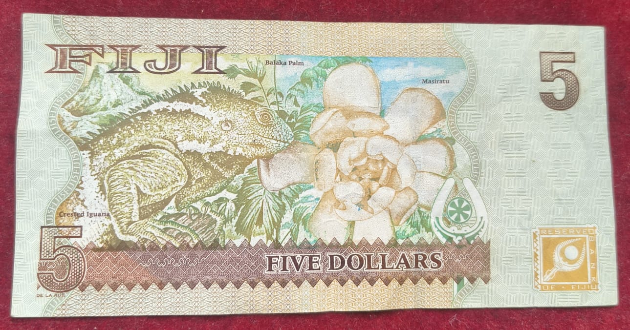 FIJI 5 Dollars Rare Note # B-2