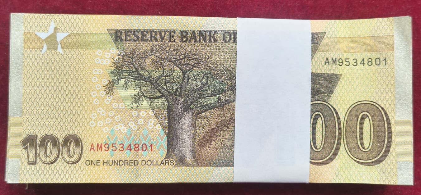 Zimbabwe 100 Dollars Rare (100 Note ) Serial Packet