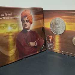 Swami Vivekananda -150 Birth Anniversary Kolkata Mint Rare 2 Coins ( UNC Set)