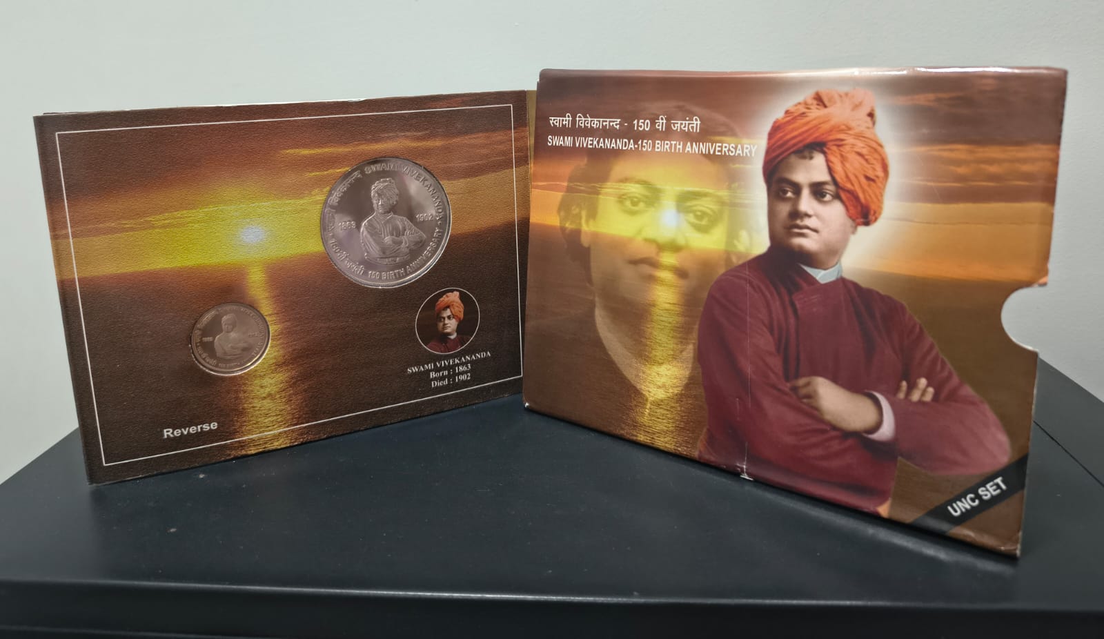 Swami Vivekananda -150 Birth Anniversary Kolkata Mint Rare 2 Coins ( UNC Set)
